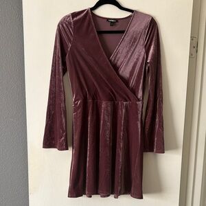 Express Dusty Rose Velvet Long Sleeve Dress